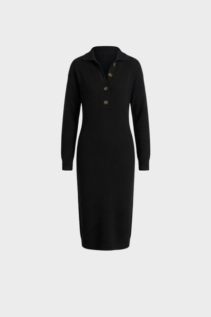 Damen Strickkleid Midi – Polo – Rückansicht