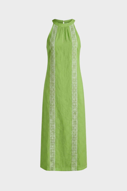 Damen Maxikleid | Stehkragen Ärmellos – Rückansicht