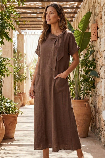Damen Loose Maxikleid | Rundhals – Tragestil-Beispiel