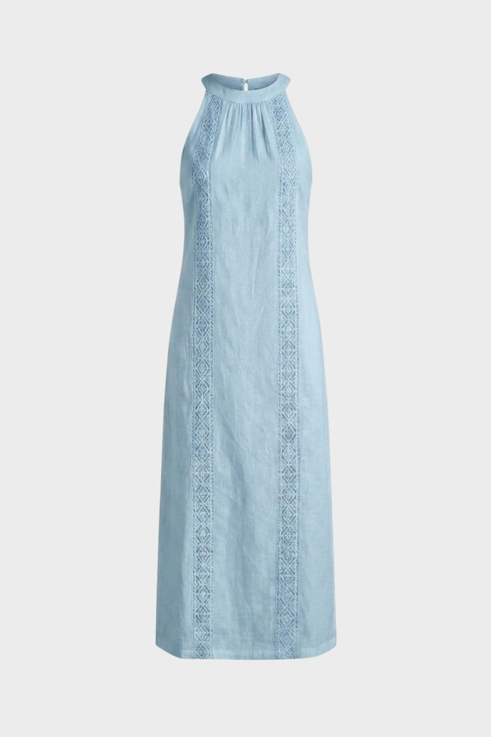Damen Maxikleid | Stehkragen Ärmellos – Material-Detail