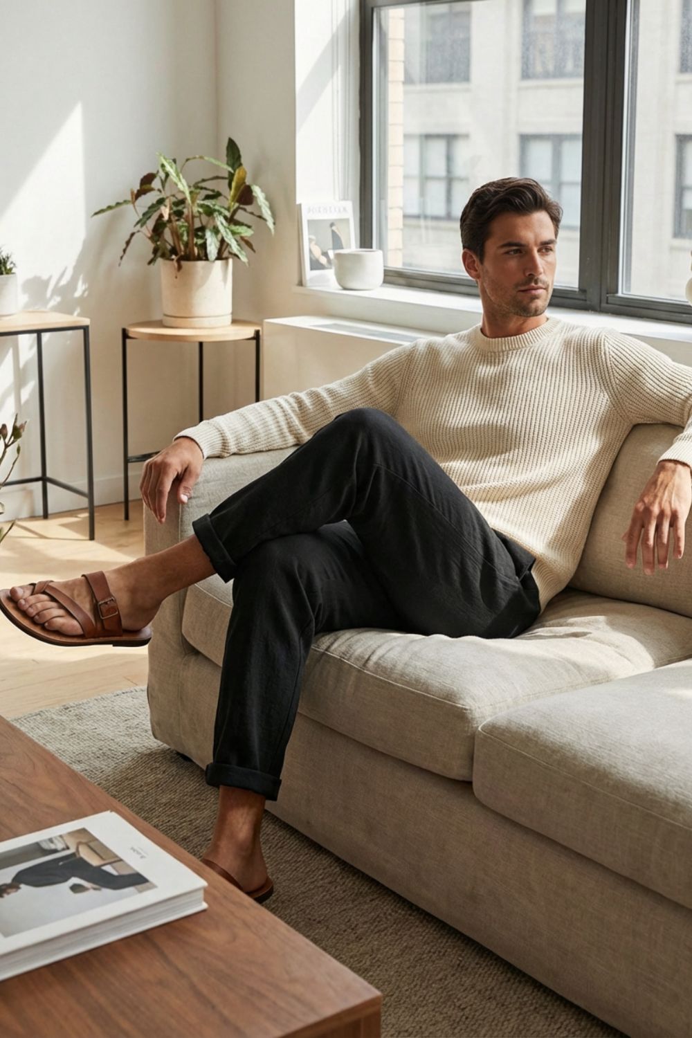 Herren Relaxed Linenhose – Loose – Größentabelle