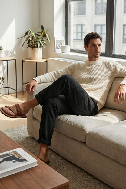 Herren Relaxed Linenhose – Loose – Größentabelle