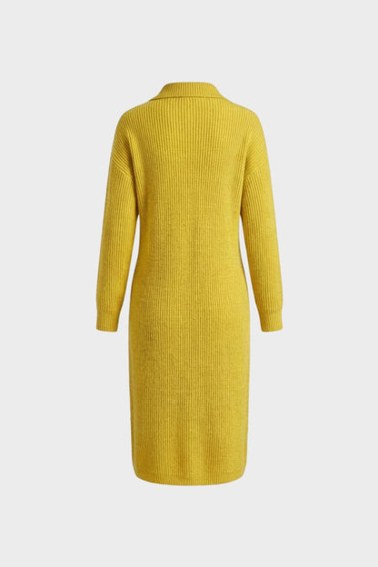 Damen Strickkleid Midi – Polo – Detail-Ansicht