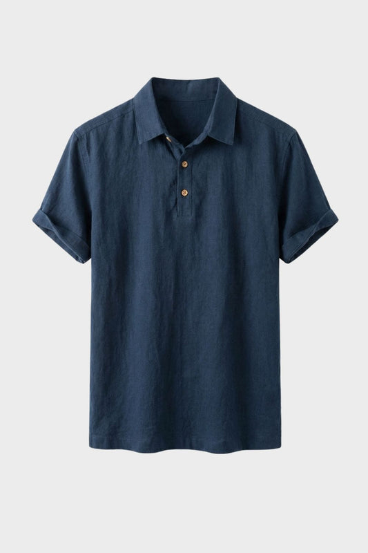 Herren Naturleinen Polo – Henley – Hauptansicht