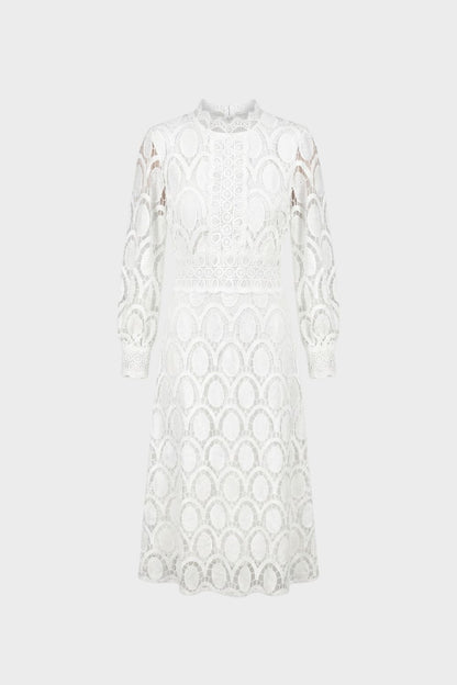 Spitzenkleid Damen mit Stehkragen und Langarm