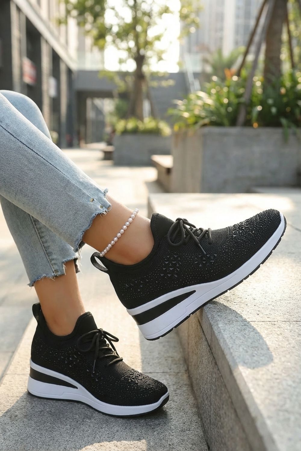 Damen Glitzer Sneaker | Mesh