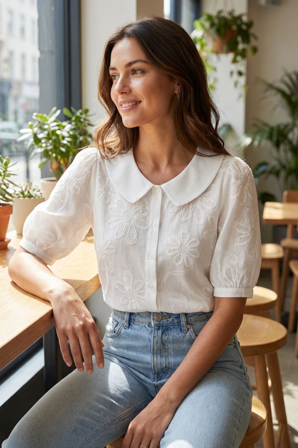Damen Daisy Bluse – Peter-Pan – Größentabelle