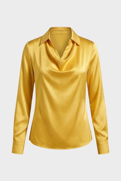 Damen Satin Bluse – Wasserfall – Pass-Bild