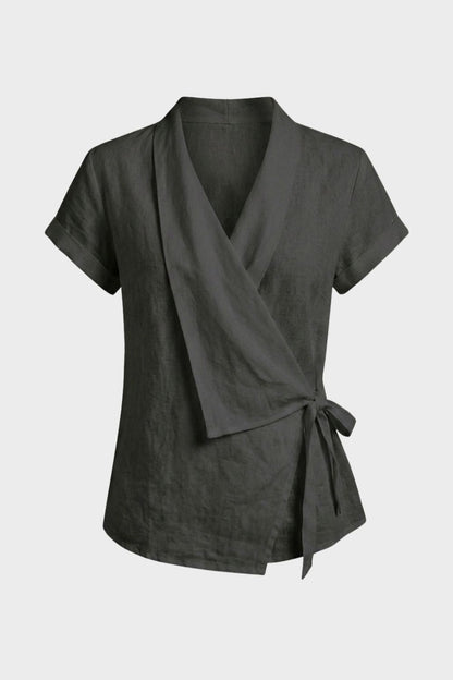 Damen Wickelbluse | V-Ausschnitt Kurzarm – Größentabelle