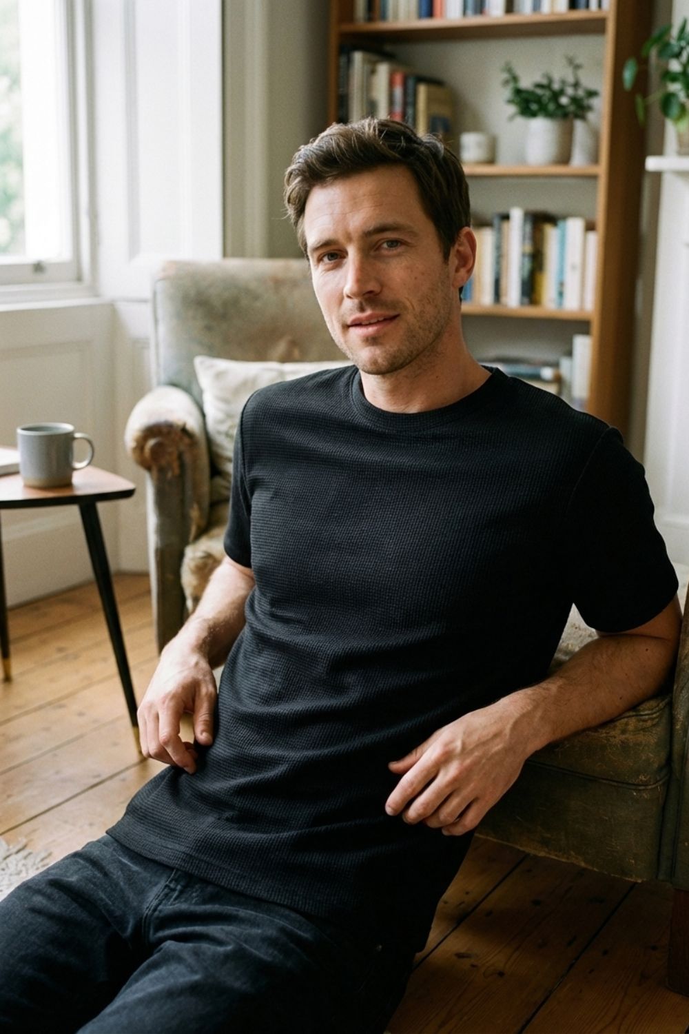 Herren Waffle Tee – Crew Neck – Tragestil-Beispiel