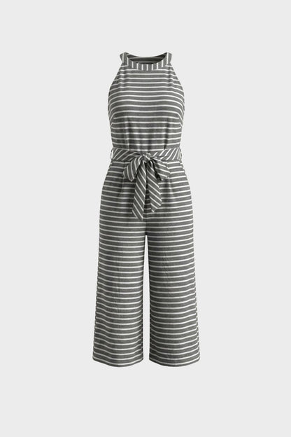 Damen Streifen Jumpsuit – Halterneck – Hauptansicht