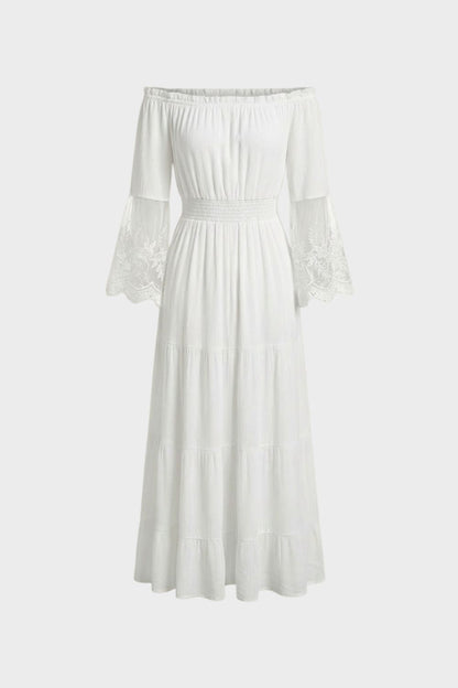 Damen Boho Maxikleid – Off-Shoulder – Hauptansicht