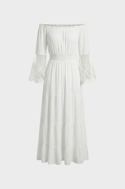 Damen Boho Maxikleid – Off-Shoulder – Hauptansicht