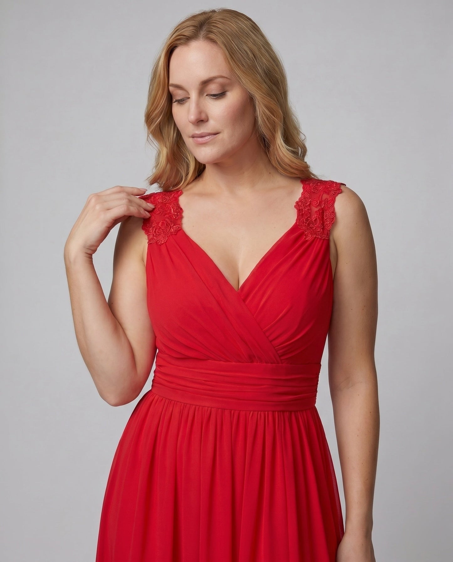 Damen Abendkleid | V-Ausschnitt Elegant – Profil-Ansicht