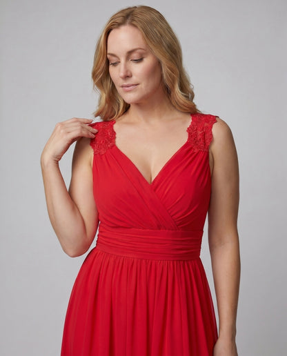 Damen Abendkleid | V-Ausschnitt Elegant – Profil-Ansicht