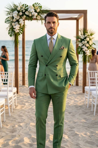 Herren Anzüge – Zweiteiliger Anzug mit Doppelreiher-Sechs-Knopf-Blazer und moderner Passform für Partys & Abendveranstaltungen