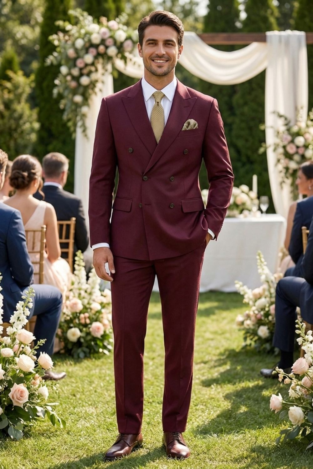 Herren Anzüge – Zweiteiliger Anzug mit Doppelreiher-Sechs-Knopf-Blazer und moderner Passform für Partys & Abendveranstaltungen
