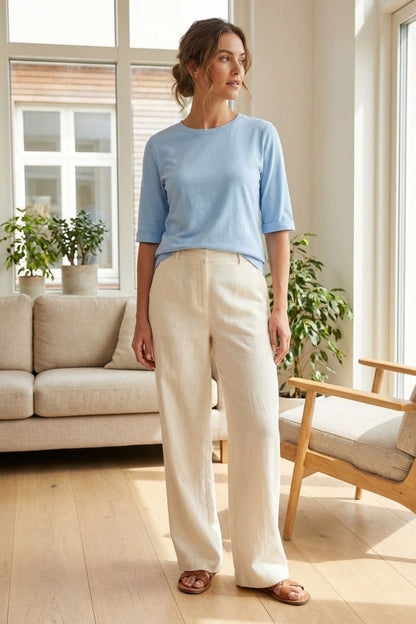 Damen Basic T-Shirt | Rundhals – Side-Profile