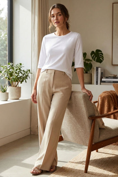 Damen Basic T-Shirt | Rundhals – Outfit-Look