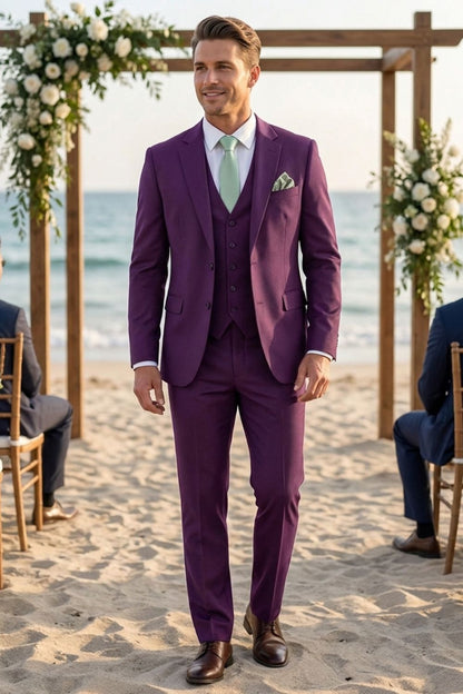 Herren Anzüge – Dreiteiliger Ein-Knopf-Anzug mit Weste und schlanker Silhouette für Hochzeiten & formelle Zeremonien