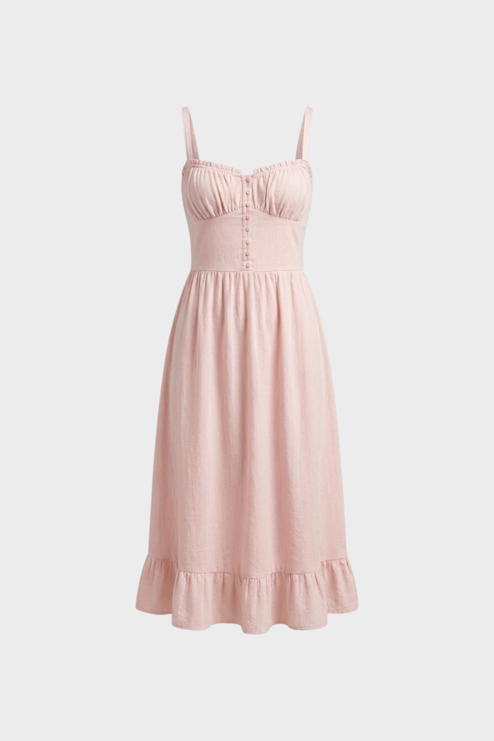 Sommerkleid Damen Midikleid mit Trägern und Raffung