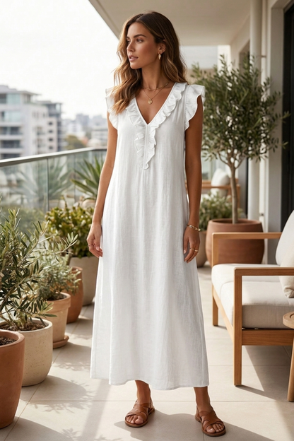 Damen Volant Midikleid | Sommer – Tragestil-Beispiel