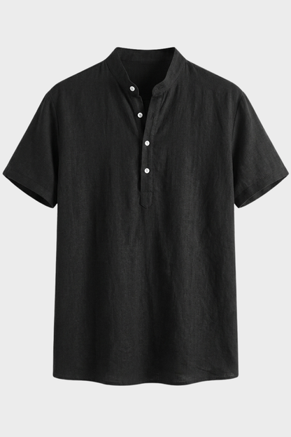 Herren Leinenhemd | Kurzarm Henley