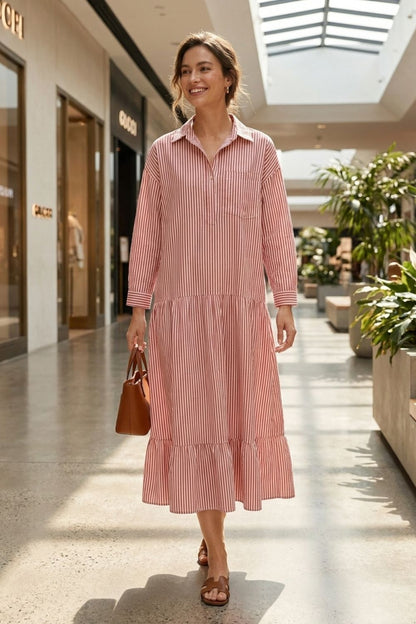 Damen Streifen Maxikleid | Boho – Sicht von oben
