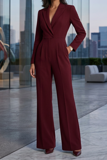 Jumpsuit Damen Elegant Bordeaux mit weitem Bein