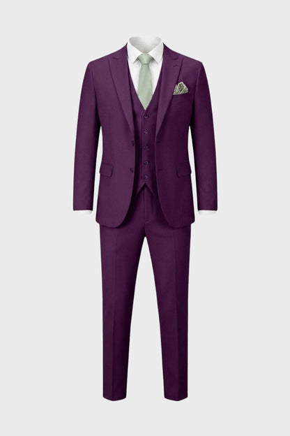 Herren Anzüge – Dreiteiliger Ein-Knopf-Anzug mit Weste und schlanker Silhouette für Hochzeiten & formelle Zeremonien