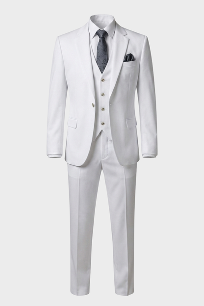 Glänzender 3-teiliger Herrenanzug Slim Fit – Bräutigam Satin-Look