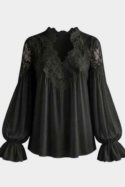 Damen Spitze Bluse | Ballonärmel