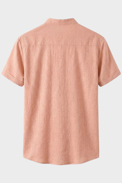 Herren Leinenhemd – Kurzarm Henley – Profil-Ansicht