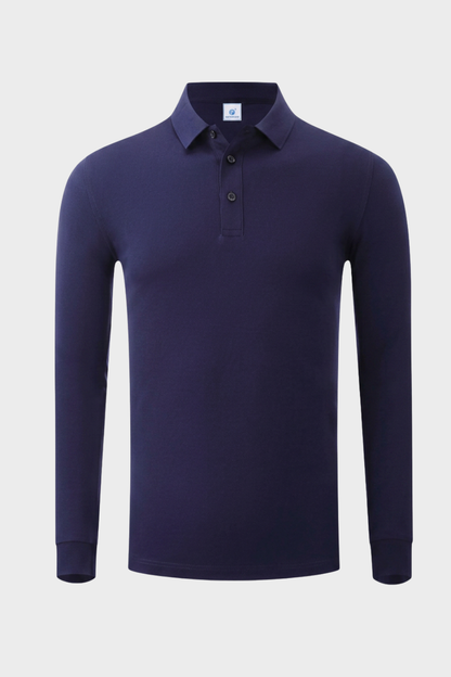 Herren Poloshirt Langarm mit Knopfleiste