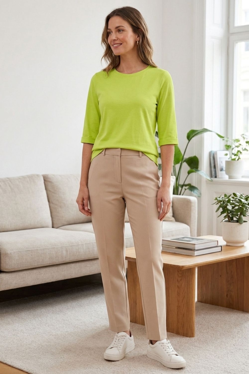 Damen Basic T-Shirt | Rundhals – Sicht von oben
