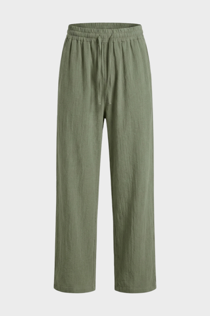 Herren Leinenhose mit Gummibund und Kordelzug