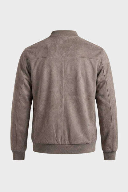 Herren Lederjacke mit Reißverschluss und Stehkragen