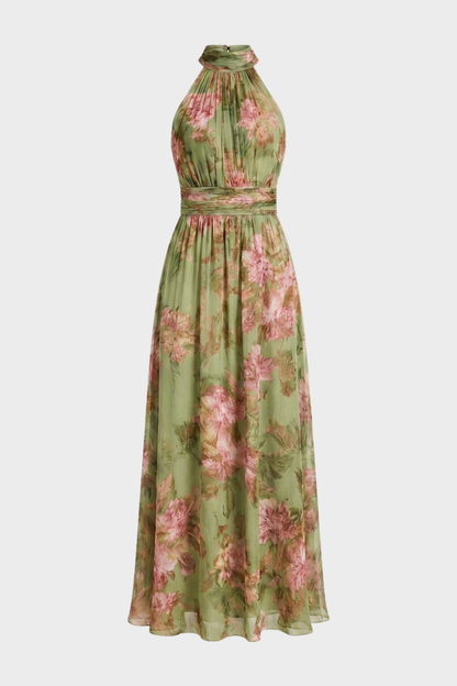 Damen Blumen Maxikleid | Neckholder