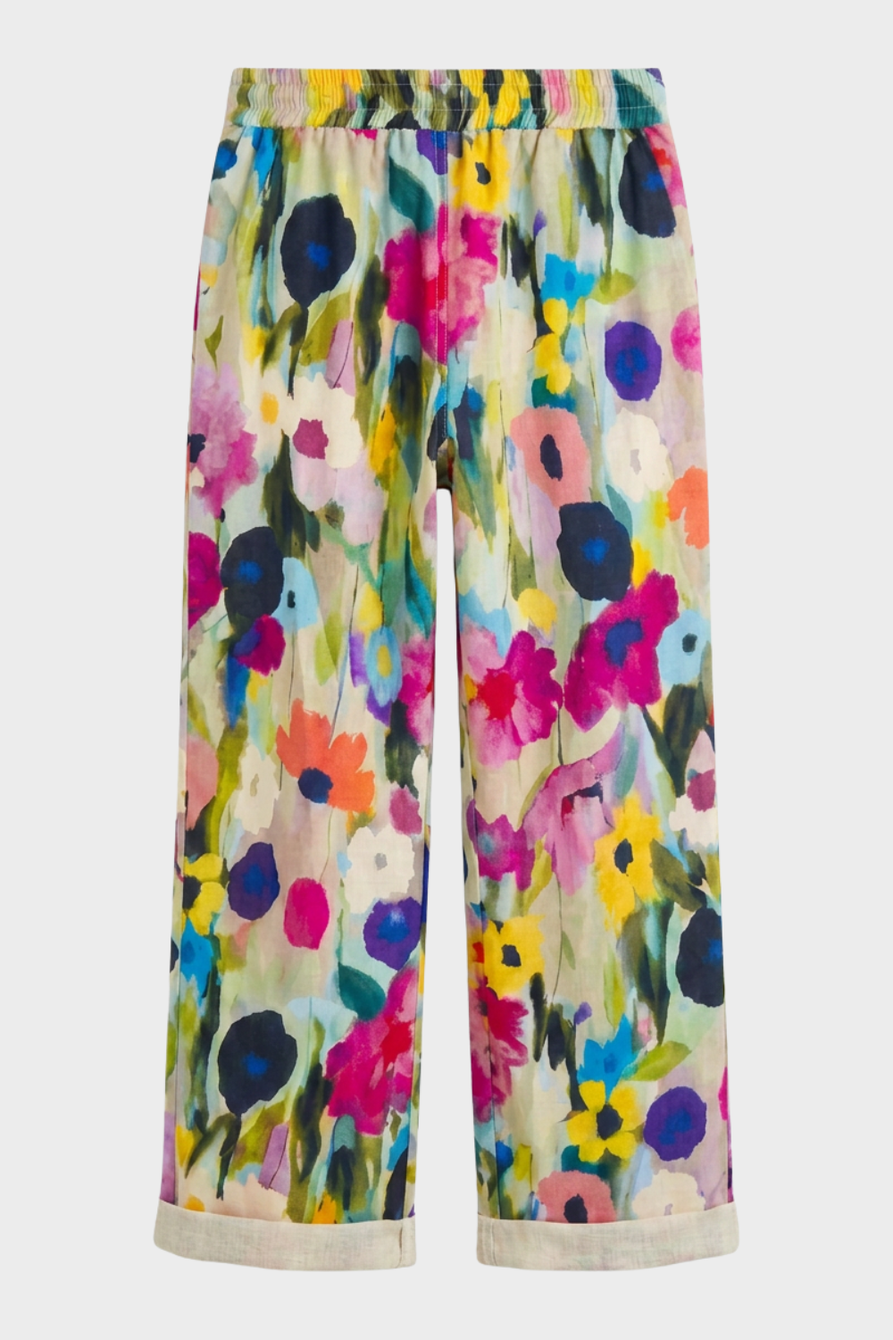Stoffhose Damen mit Blumenmuster Weites Bein