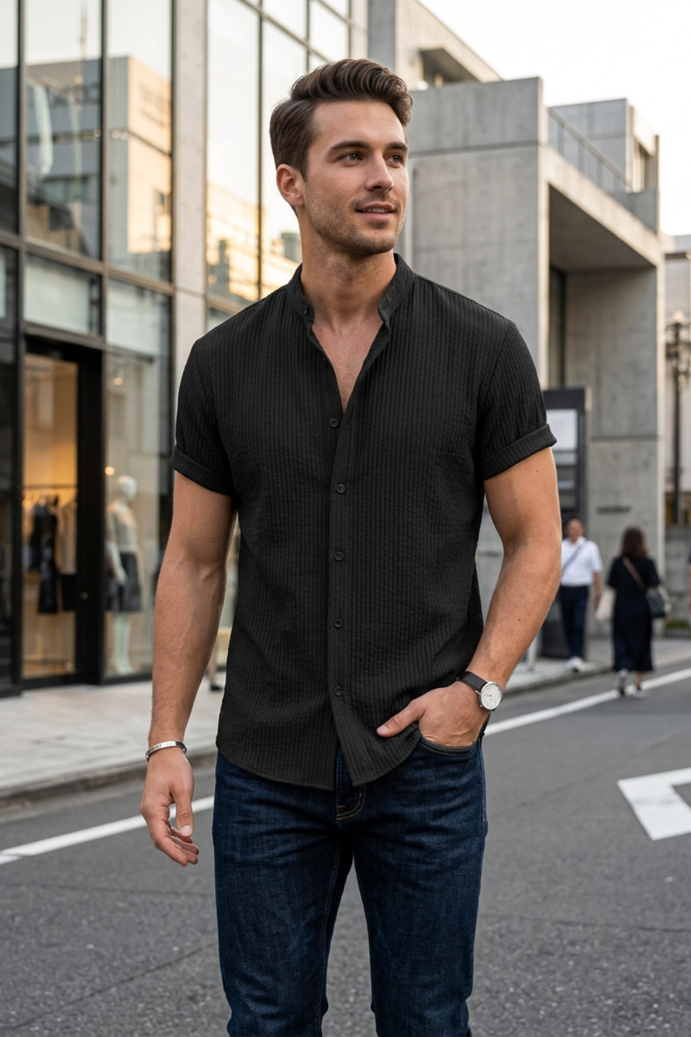 Herren Italo-Hemd | Stand-Collar
