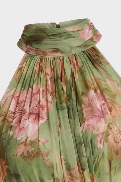Damen Blumen Maxikleid | Neckholder