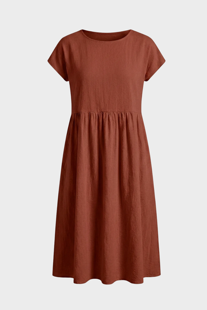 Midikleid Damen Kurzarm mit Rundhals
