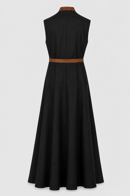 Damen Maxikleid Kontrast | Ärmellos