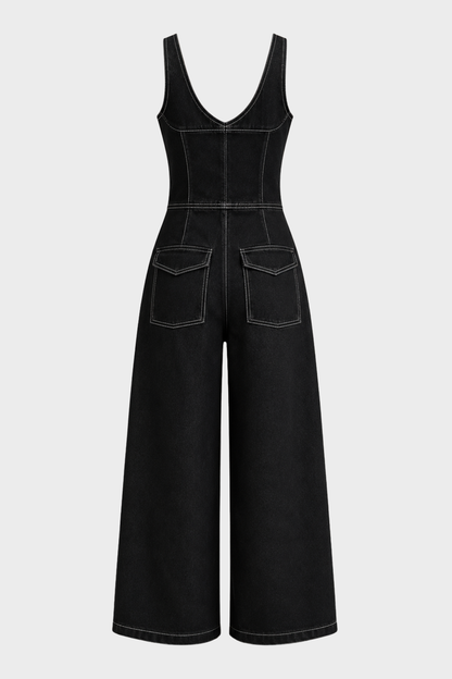 Damen Denim Overall | Weites Bein
