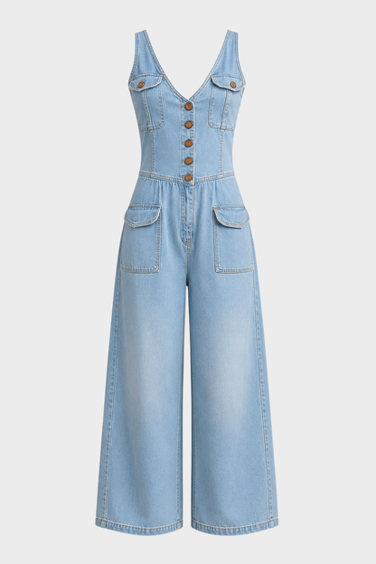 Damen Denim Overall | Weites Bein
