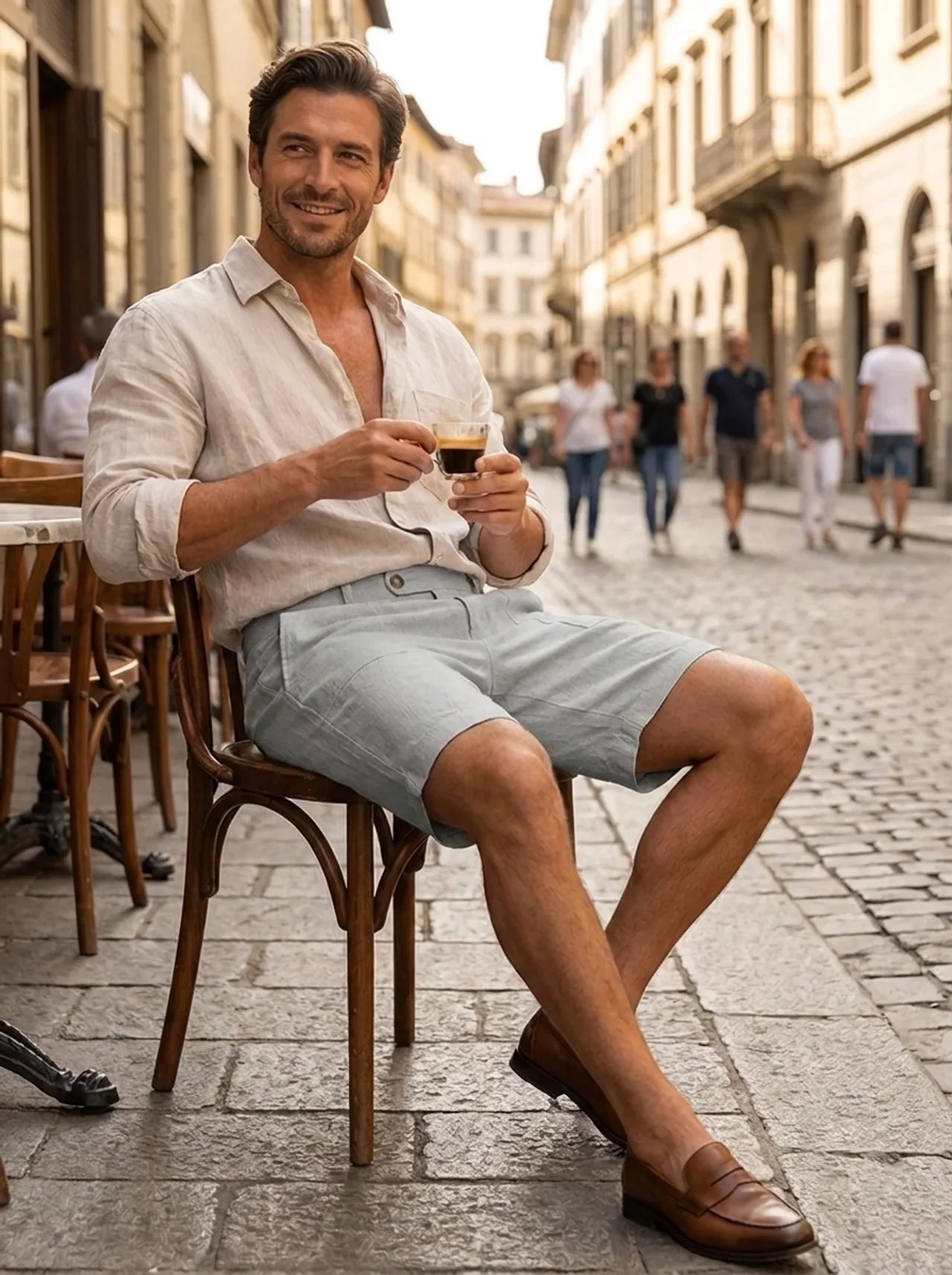 Herren Leinen-Shorts | Tunnelzug