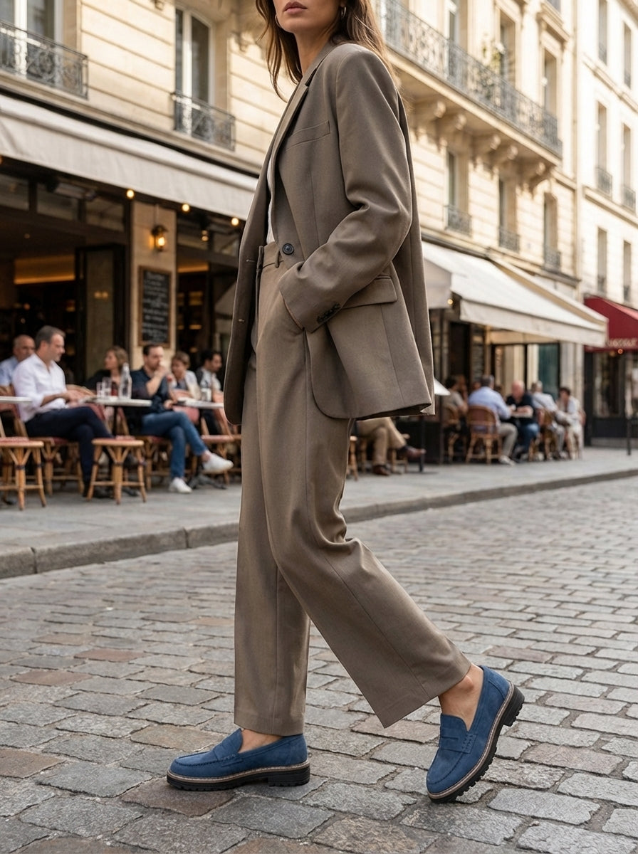 Loafer Damen Halbschuhe mit Profilsohle und Zierlasche