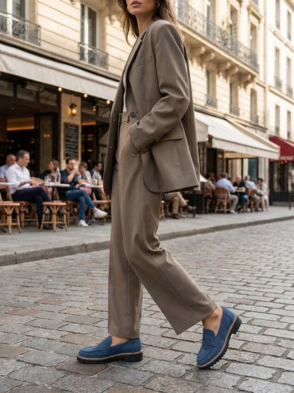 Loafer Damen Halbschuhe mit Profilsohle und Zierlasche