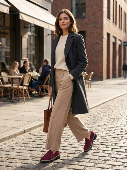 Loafer Damen Halbschuhe mit Profilsohle und Zierlasche