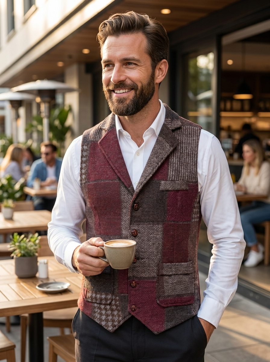 Herren Elegante Weste | Kontrastdesign
